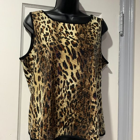 ADRESSING WOMAN ANIMAL PRINT SEQUIN CAMISOLE AND MATCHING JACKET SIZE L - Picture 15 of 16